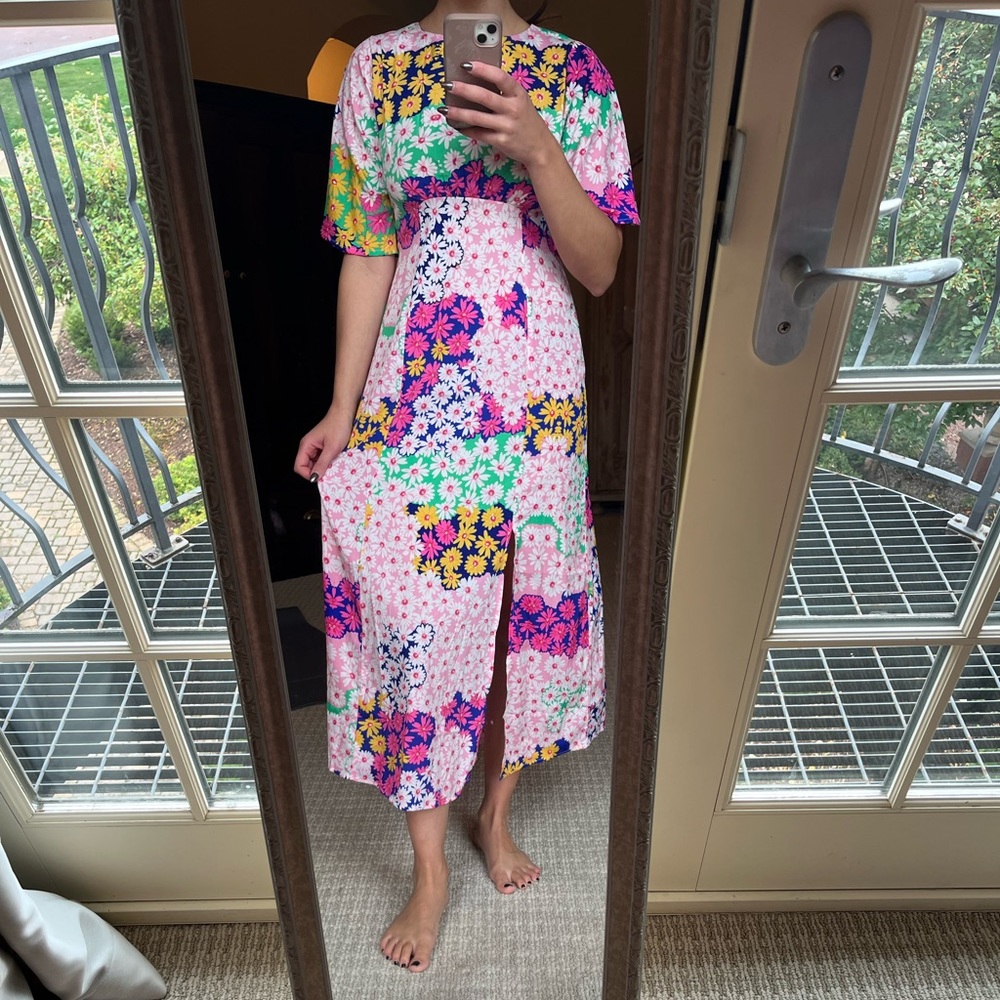 asos multicolored silk maxi dress size 6